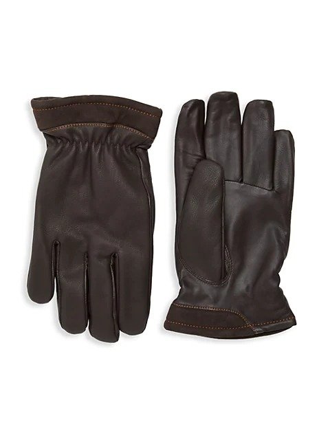 Leather Faux Fur-Lined Tech Gloves