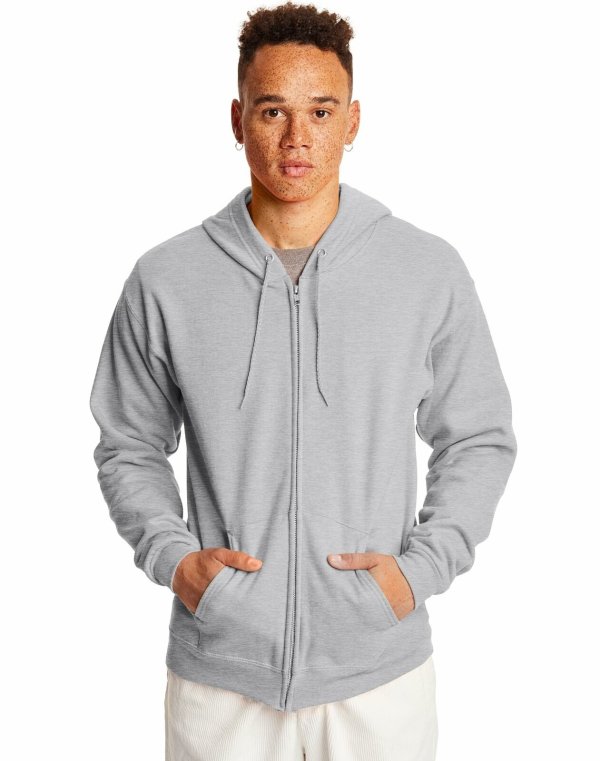 Full Zip Hoodie Sweatshirt Mens ComfortBlend EcoSmart Hood Pockets S-3XL
