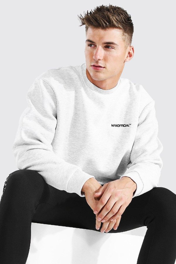 Oversized MAN Official Embroidered Sweatshirt | boohooMAN