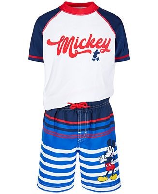 Toddler Boys 2-Pc. Mickey Mouse Rash Guard & Swim Shorts Set