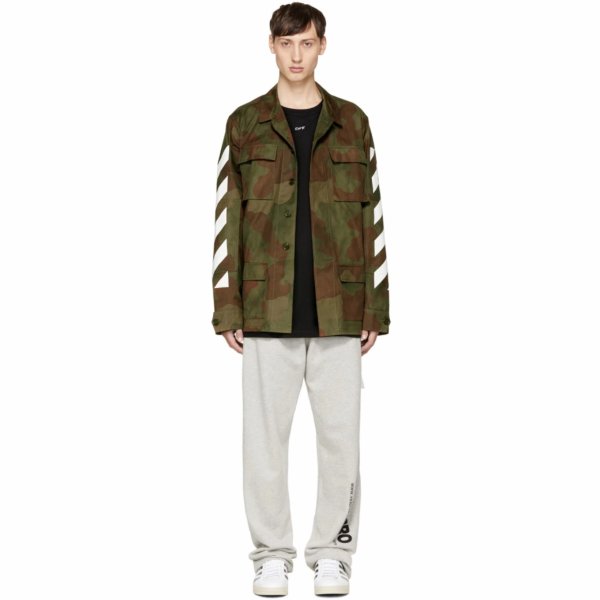 Off-White - Green Camouflage Diagonal Field Jacket