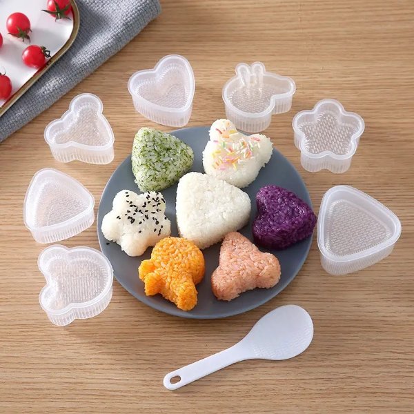 7pcs, Rice Mold, Onigiri Mold, Musubi Maker Kit, Musubi Maker Press, Classic Triangle Rice Ball Mold Maker Sushi Mold For Lunch Bento And Home DIY, Kitchen Utensils, Kitchen Gadgets, Kitchen Accessories