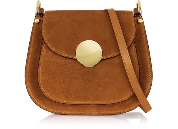 Agave Suede and Smooth Leather Shoulder Bag