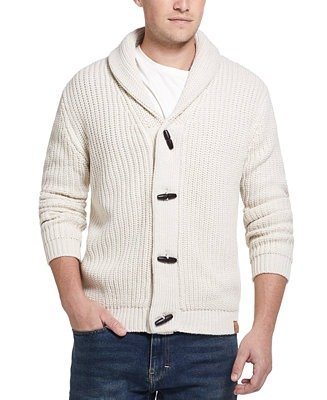 Men's Ribbed Cardigan with Toggles