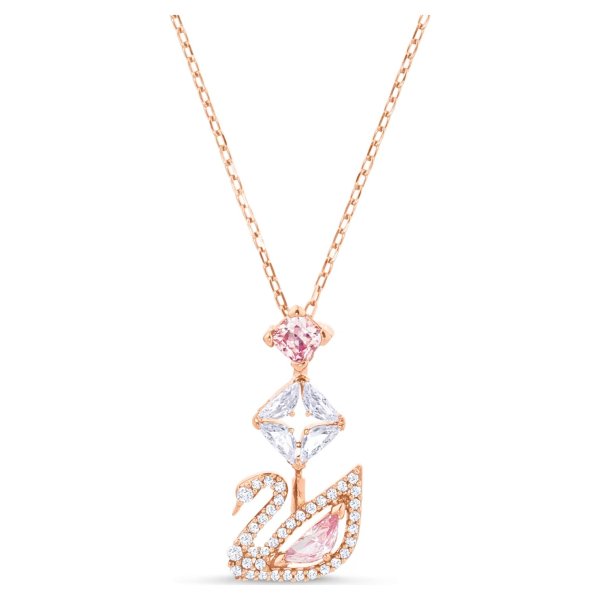 Dazzling Swan Y Necklace, Multi-colored, Rose gold plating by SWAROVSKI