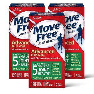 Glucosamine & Chondroitin Plus MSM Advanced Joint Health Supplement Tablets, Move Free, Pack of 3 boxes