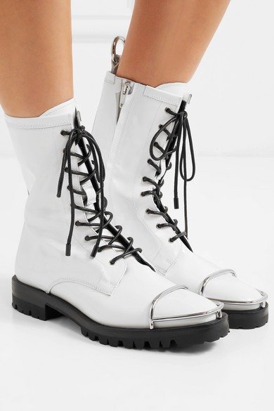 Kennah lace-up glossed-leather ankle boots