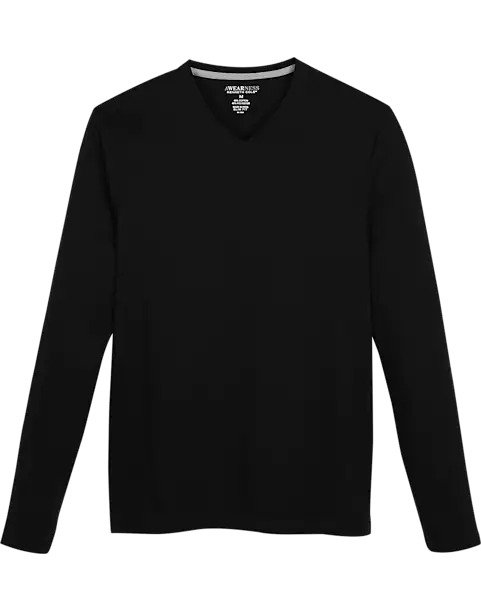 Awearness Kenneth Cole V-Neck Long Sleeve Knit Shirt, Black - Men's Shirts | Men's Wearhouse