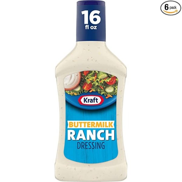 Buttermilk Ranch Salad Dressing (16 fl oz Bottles, Pack of 6)