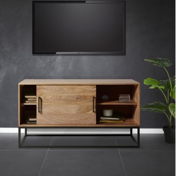 Ashton Industrial Metal and Wood Media Cabinet - Industrial - Entertainment Centers And Tv Stands - by Houzz