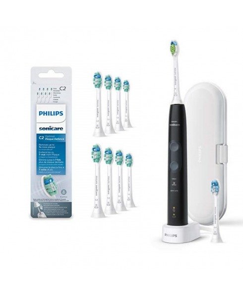 Bundle:Sonicare Protective Clean Toothbrush Black +White Sonicare Replacement Brush Heads (8PK)
