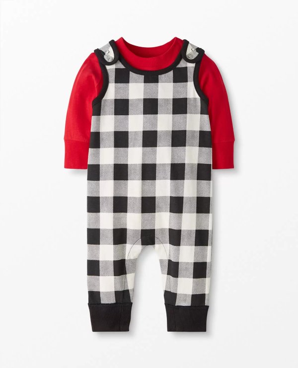 Baby Overall & Tee Set In Cotton Jersey