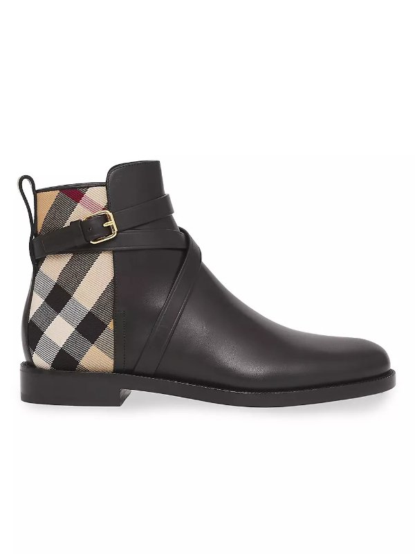 Pryle House Check & Leather Ankle Boots