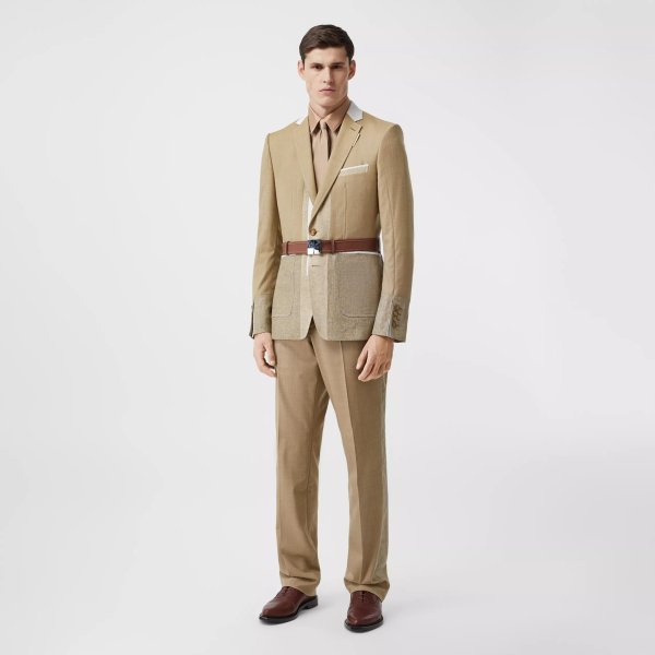 English Fit Wool Cashmere and Linen Tailored Trousers