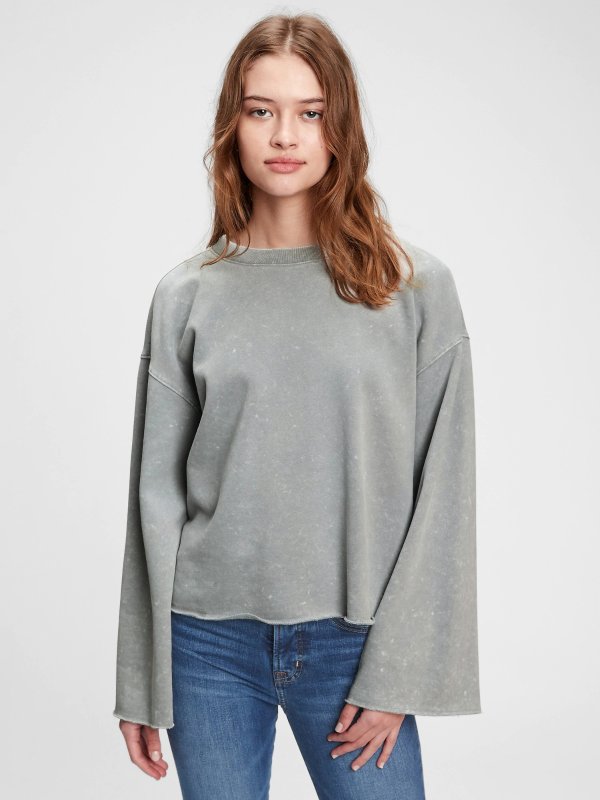 Vintage Soft Cropped Flare Sleeve Sweatshirt