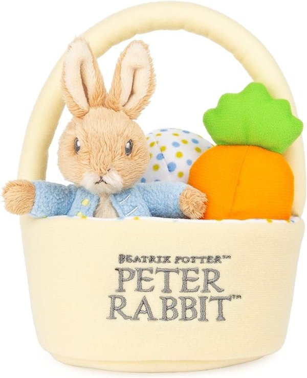 Beatrix Potter Peter Rabbit Easter Basket 4-Piece Plush Set for Ages 1 and Up, 8.5”