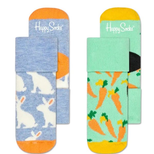 Baby Terry Socks 2pc: Bunny Carrot | Happy Socks US