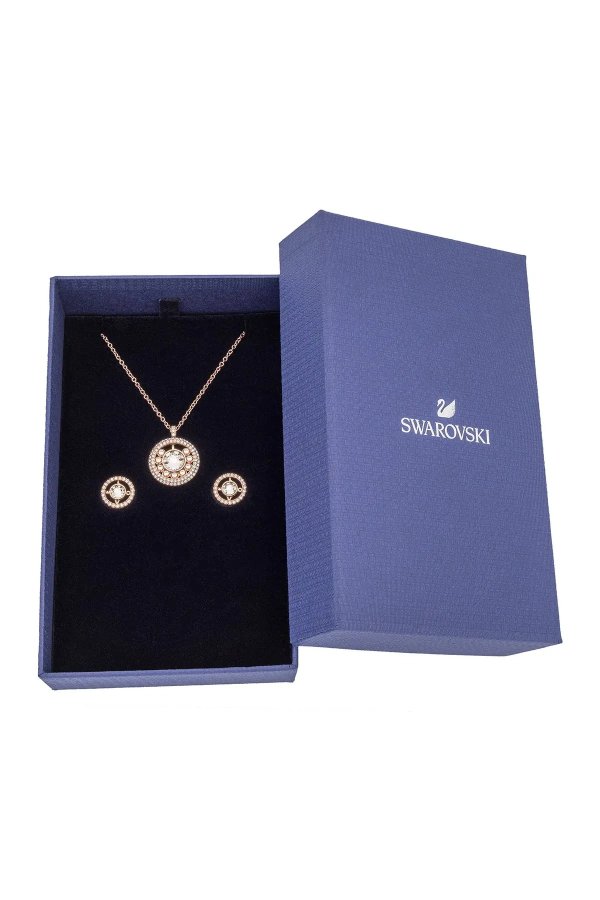 Admiration CZ & Swarovski Crystal Necklace & Stud Earrings Set