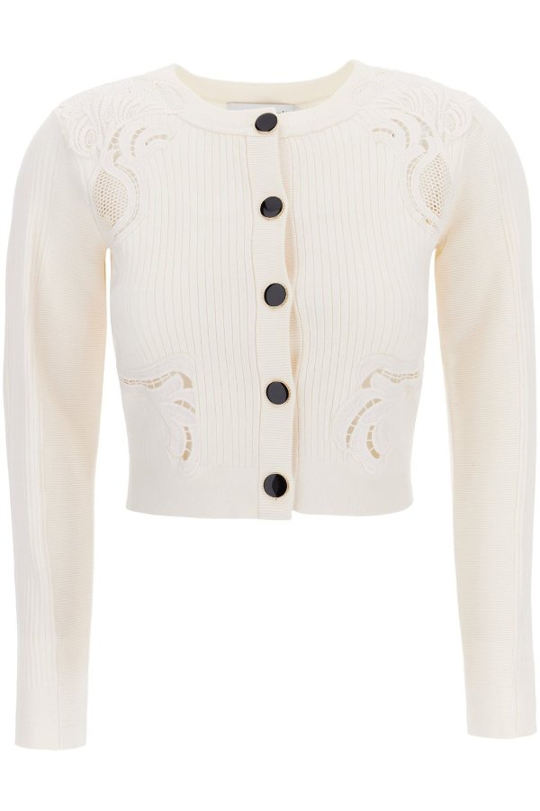 Lace-Detailed Buttoned Cardigan