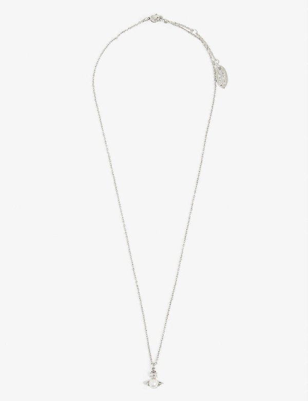 Balbina platinum-plated brass and faux-pearl pendant necklace