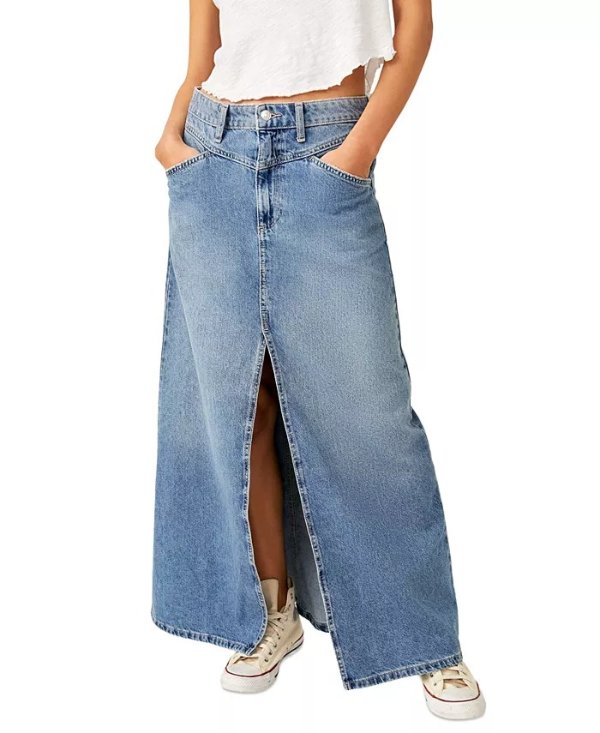 Women's Come As You Are Denim Maxi Skirt