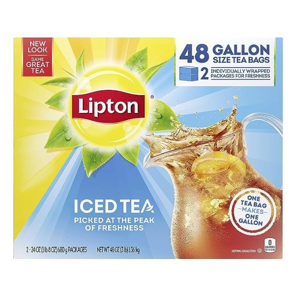 Gallon-Sized Black Iced Tea Bags, Unsweetened, 48 ct
