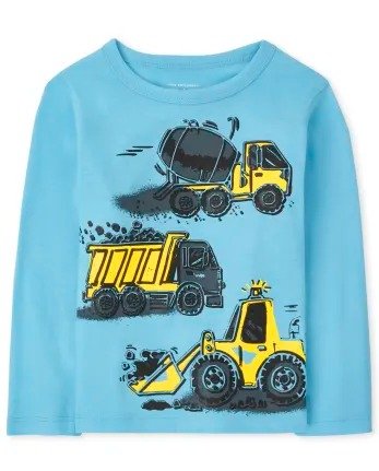 Toddler Boys Long Sleeve Construction Graphic Tee | The Children's Place - AQUADUCT