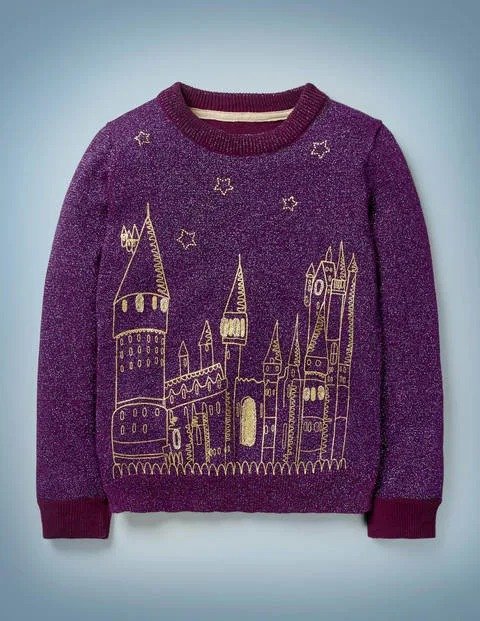 Embroidered Hogwarts Sweater - Plum Jam Purple | Boden US