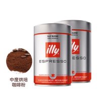 Illy 浓缩中度烘焙现磨咖啡粉250g*2罐