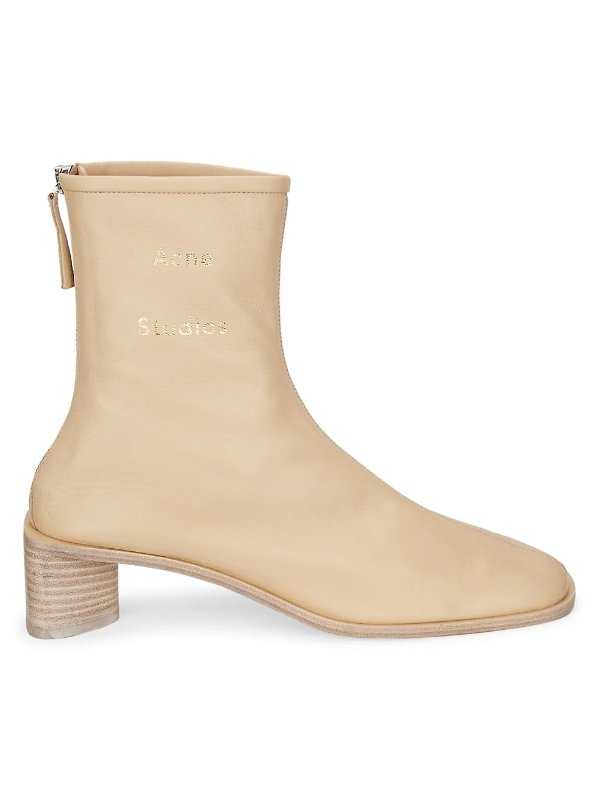 Bertine Square-Toe Leather Ankle Boots