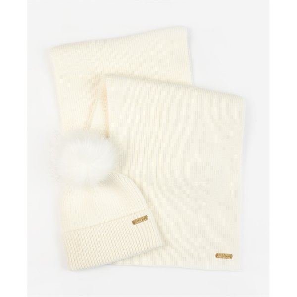 奶油白 毛线帽+围巾套装