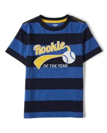 Boys Short Sleeve Embroidered 'Rookie Of The Year' Striped Top - Lil Champ