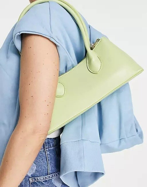 ASOS DESIGN shoulder bag with elongated straps in lime