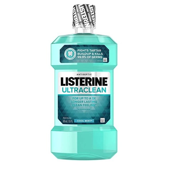 Ultraclean Oral Care Antiseptic Mouthwash with Everfresh Technology to Help Fight Bad Breath, Gingivitis, Plaque and Tartar, Cool Mint, 500 ml