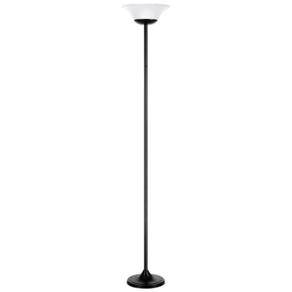 LED 72.25-in Black Rotary Socket Torchiere Floor Lamp with Plastic Shade