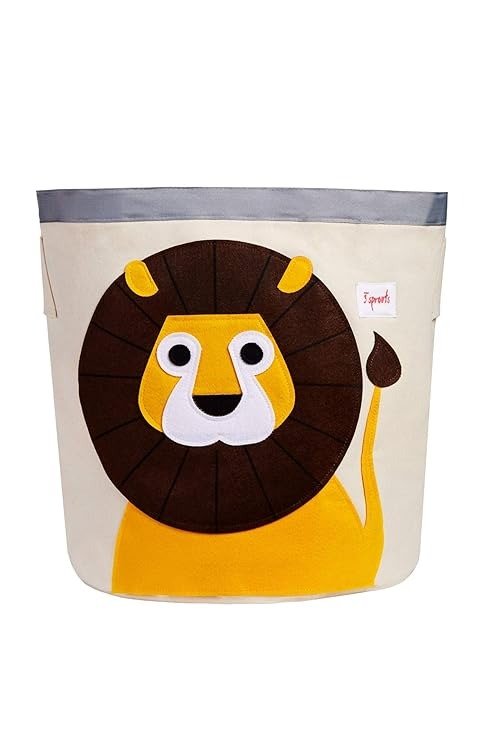 Canvas Storage Bin - Laundry and Toy Basket for Baby and Kids, Lion