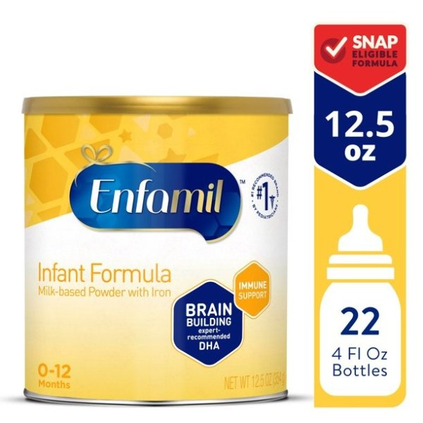 Infant Formula, Milk-based Baby Formula with Iron, Omega-3 DHA & Choline, Powder Can, 12.5 Oz