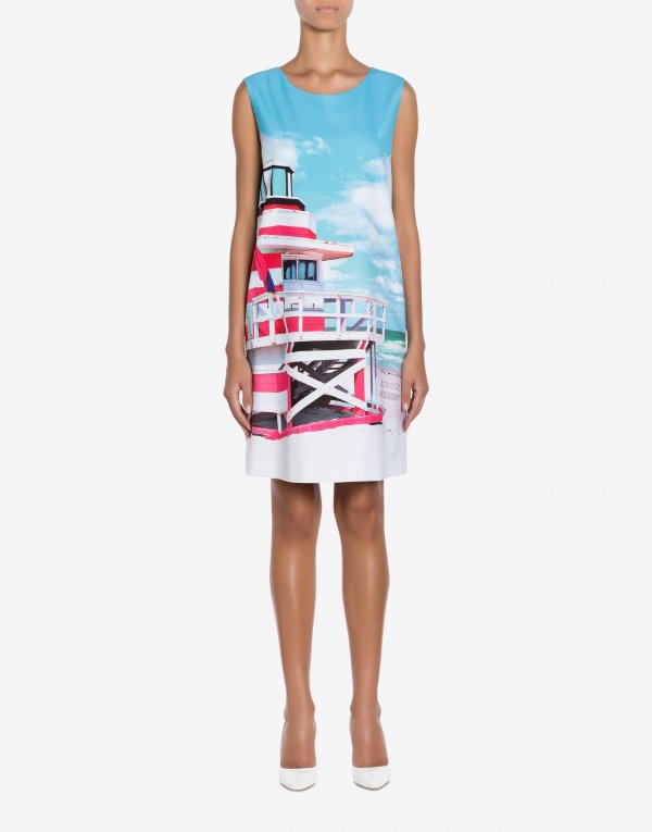 Beach Cabin cady dress - Dresses - Clothing - Women - Boutique Moschino | Moschino Official Online Shop