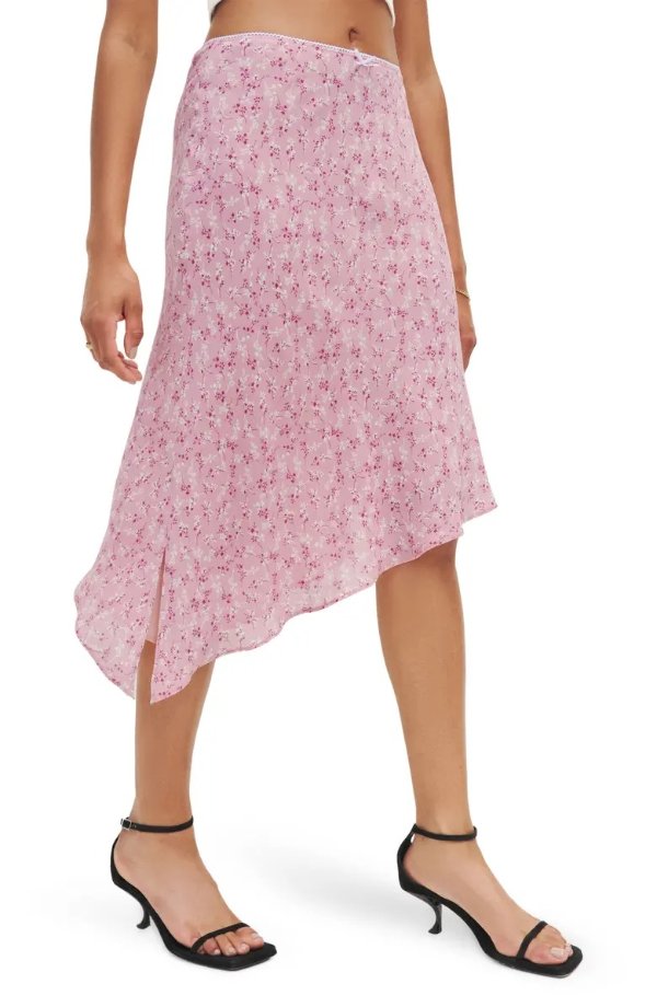 Elle Floral Asymmetric Hem Skirt
