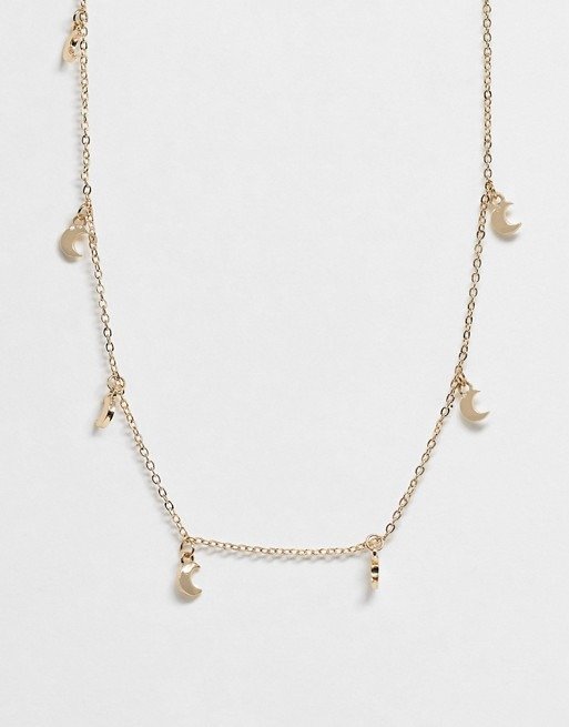 necklace with moon pendants in gold tone | ASOS