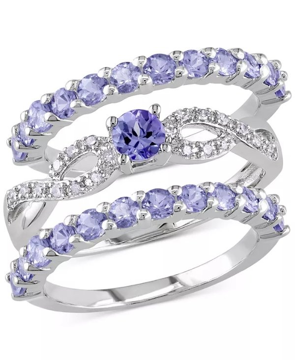 3-Pc. Set Tanzanite (2 ct. t.w.) & Diamond (1/10 ct. t.w.) Stack Rings in Sterling Silver