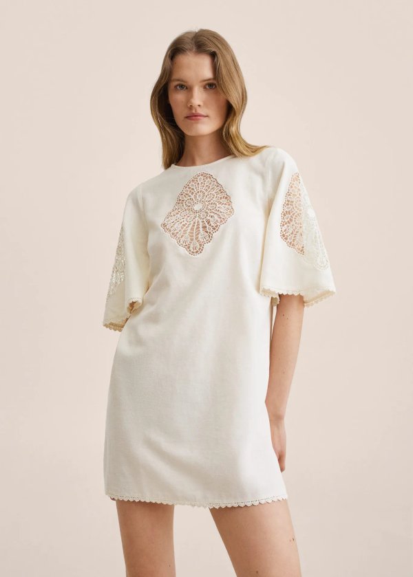 Embroidered cotton dress - Women | Mango USA