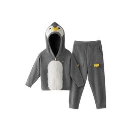 BANANAIN蕉内 520C 半边绒儿童睡衣套装家居服 睡衣睡裤两件套 碳灰色企鹅 110cm