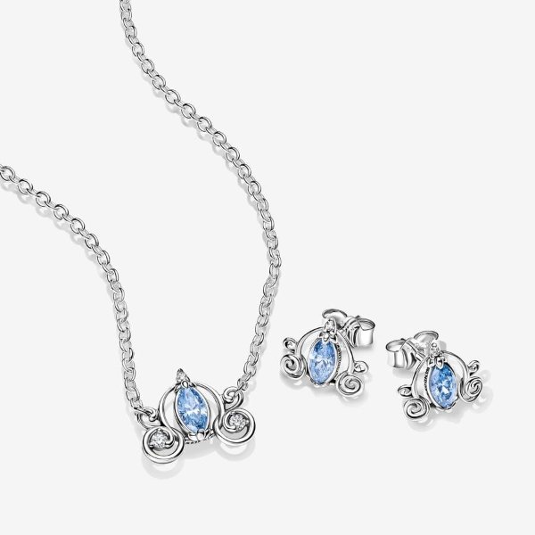 Disney Cinderella's Carriage Stud Earrings and Necklace Set