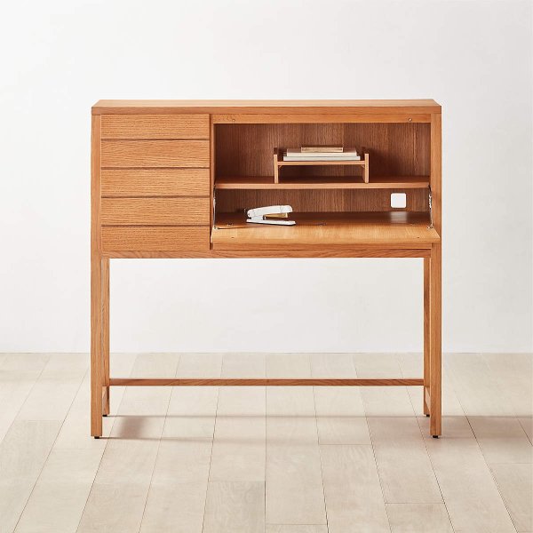 Drommen Modern 3- Drawer Wood Desk + Reviews