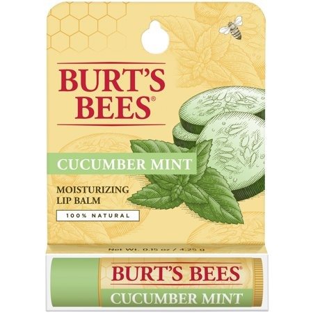 (2 Pack) Burt's Bees 100% Natural Moisturizing Lip Balm, Cucumber Mint with Beeswax - 1 Tube