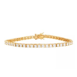 Tennis Bracelet with 10 ct Swarovski Zirconia in Gold-Plated Brass