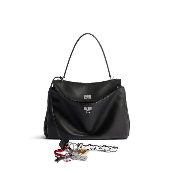Women's Rodeo Medium Handbag Used Effect With One Charm in Black