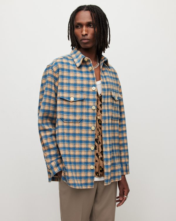 Adria Oversized Checked Shirt Pink | ALLSAINTS US