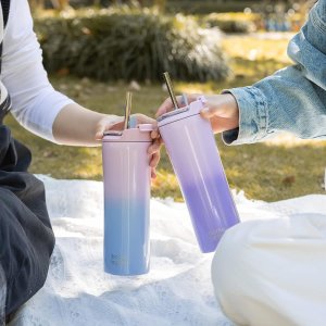 BOTTLE BOTTLE Insulated Coffee Tumblers with Dual-use Lid and Straw Double Walled